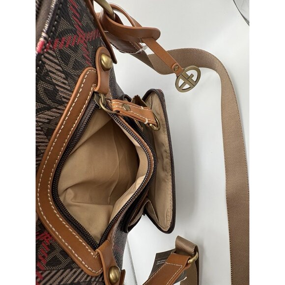 Giani Bernini Block Signature Crossbody Bag Brown Red - Picture 8 of 13